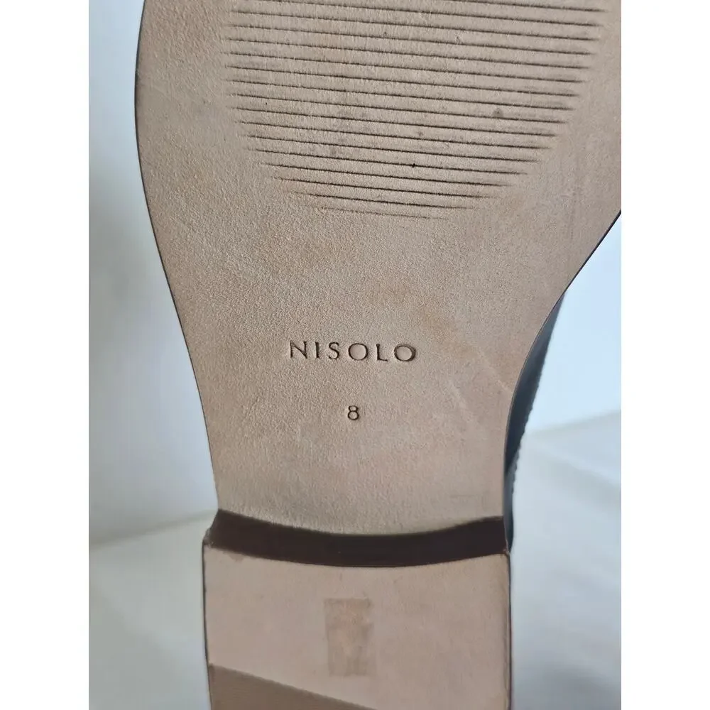 Nisolo Emma D'Orsay Oxford 2.0 Black Leather Slip On Shoes Size 8